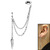 Surgical Steel Double Chain Drop Ear Cuff - Feather - SKU 26794