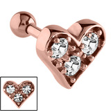 Rose Gold Steel Multi-Jewelled Heart Micro Bar - SKU 26804