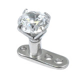 Titanium Dermal Anchor with Titanium Claw Set Crystal Jewel - SKU 26834