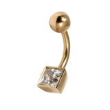 Belly Bars - Many styles - 9ct Gold with Jewels 9ct06, 8mm, Crystal Clear
