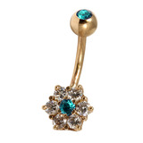 Belly Bars - Many styles - 9ct Gold with Jewels 9ct08A, 10mm, Turquoise