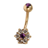 Belly Bars - Many styles - 9ct Gold with Jewels 9ct08C, 10mm, Purple
