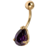 Belly Bars - Many styles - 9ct Gold with Jewels 9ct11B, 10mm, Purple