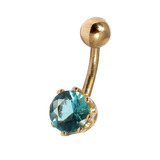 Belly Bars - Many styles - 9ct Gold with Jewels 9ct12A, 8mm, Light Blue