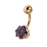 Belly Bars - Many styles - 9ct Gold with Jewels 9ct12B, 8mm, Purple