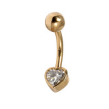 Belly Bars - Many styles - 9ct Gold with Jewels 9ct13A, 10mm, Crystal Clear