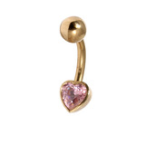 Belly Bars - Many styles - 9ct Gold with Jewels 9ct13C, 10mm, Pink