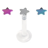 Multipacks - Bioflex Push-fit Labret with Titanium Stars 1.2mm, 6mm, 3 Titanium Stars
