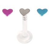 Multipacks - Bioflex Push-fit Labret with Titanium Hearts 1.2mm, 10mm, 3 Titanium Hearts