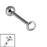 Titanium Internally Threaded Barbells 1.6mm - 3mm Jewelled Disk 1.6mm, 10mm, 3mm, Crystal Clear