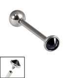 Titanium Internally Threaded Barbells 1.6mm - 3mm Jewelled Disk 1.6mm, 12mm, 3mm, Jet Black