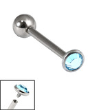 Titanium Internally Threaded Barbells 1.6mm - 3mm Jewelled Disk 1.6mm, 18mm, 3mm, Light Blue