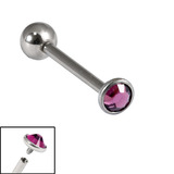Titanium Internally Threaded Barbells 1.6mm - 3mm Jewelled Disk 1.6mm, 18mm, 3mm, Purple