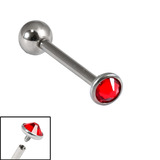 Titanium Internally Threaded Barbells 1.6mm - 3mm Jewelled Disk 1.6mm, 14mm, 3mm, Red