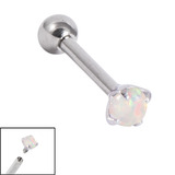 Titanium Internally Threaded Micro Barbells 1.2mm - Claw Set Opal Single White Opal, 1.2mm, 10mm, 3mm-3mm