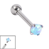 Titanium Internally Threaded Micro Barbells 1.2mm - Claw Set Opal Single Light Blue Opal, 1.2mm, 10mm, 3mm-3mm