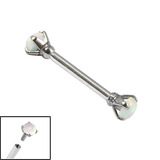 Titanium Internally Threaded Micro Barbells 1.2mm - Claw Set Opal Double White Opal, 1.2mm, 6mm, 3mm-3mm