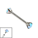 Titanium Internally Threaded Micro Barbells 1.2mm - Claw Set Opal Double Light Blue Opal, 1.2mm, 8mm, 3mm-3mm