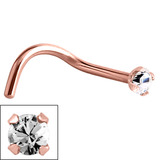 Rose Gold Steel Claw Set Jewelled Nose Stud - SKU 27499