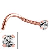 Rose Gold Steel Claw Set Jewelled Nose Stud - SKU 27500