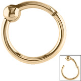 Zircon Steel Hinged Segment Ring with a Ball (Gold coloured PVD) (Clicker) 1.6mm, 10mm, 4mm