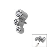 Steel Triple Jewel for Internal Thread shafts in 1.2mm (0.9mm) Crystal Clear, 1.2mm