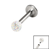 Titanium Internally Threaded Labrets 1.2mm - Smooth Glitzy Ball 1.2mm, 10mm, Crystal AB