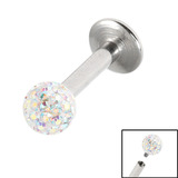Titanium Internally Threaded Labrets 1.6mm - Smooth Glitzy Ball 1.6mm, 6mm, 4mm, Crystal AB