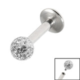 Titanium Internally Threaded Labrets 1.6mm - Smooth Glitzy Ball 1.6mm, 8mm, 4mm, Crystal Clear