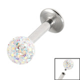 Titanium Internally Threaded Labrets 1.6mm - Smooth Glitzy Ball 1.6mm, 6mm, 5mm, Crystal AB