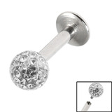Titanium Internally Threaded Labrets 1.6mm - Smooth Glitzy Ball 1.6mm, 10mm, 5mm, Crystal Clear