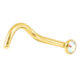 Gold Plated Steel Jewelled Nose Studs 1.0mm, Crystal AB