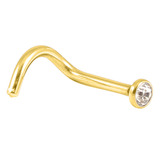 Gold Plated Steel Jewelled Nose Studs 1.0mm, Crystal Clear