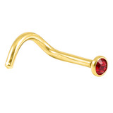 Gold Plated Steel Jewelled Nose Studs 1.0mm, Red