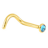 Gold Plated Steel Jewelled Nose Studs 1.0mm, Turquoise