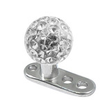Titanium Dermal Anchor with Smooth Glitzy Ball 2.5mm, 4mm, Crystal Clear