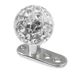 Titanium Dermal Anchor with Smooth Glitzy Ball 2.5mm, 5mm, Crystal Clear