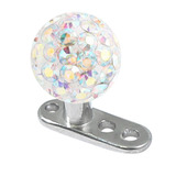 Titanium Dermal Anchor with Smooth Glitzy Ball 2.5mm, 5mm, Crystal AB