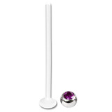 Bioflex Labrets with Titanium Jewelled Balls (formerly PTFE) 1.6mm, 25mm, 4mm, Purple.