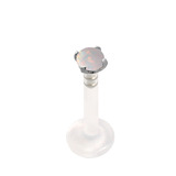 Bioflex Push-fit Labret with Claw Set Opal 1.2mm, 6mm, 2.5mm White.