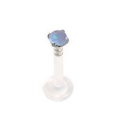 Bioflex Push-fit Labret with Claw Set Opal 1.6mm, 6mm, 2.5mm Light Blue.