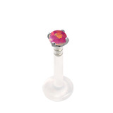 Bioflex Push-fit Labret with Claw Set Opal 1.6mm, 12mm, 2.5mm Pink.