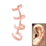 Surgical Steel Clip On Ear Cuff - Curved 4 Ring - SKU 27978