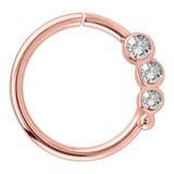 Rose Gold Steel Triple Jewelled Continuous Twist Rings - SKU 28007