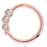 Rose Gold Steel Triple Jewelled Continuous Twist Rings - SKU 28008
