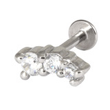 Steel Labret with Cast Steel Trio Gem 1.2mm 1.2mm, 7mm, Crystal Clear