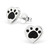 Sterling Silver Cute Heart with Paw Print Ear Stud Earrings - SKU 28035