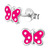 Sterling Silver Pink Butterfly with White Spots Ear Stud Earrings - SKU 28040