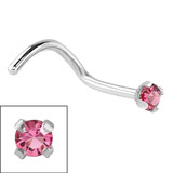 Steel Claw Set Jewelled Nose Studs 0.8mm, 2mm Pink