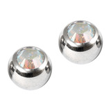 Titanium Threaded Jewelled Balls 1.6x6mm Mirror Polish metal, Crystal AB Gem. Pack of 2 balls.